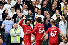 Mohamed Salah slaví branku Liverpoolu