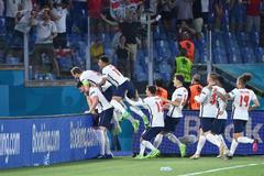 fotbal, ME, Euro 2020, čtvrtfinále, Ukraina - Anglie, radost Anglie po gólu na 2:0