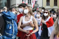 Bělorusko, demonstrace, protest, Staroměstské náměstí, Svjatlana Cichanouská, svoboda