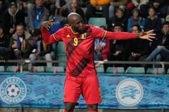 Romelu Lukaku v zápase Belgie s Estonskem