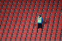 Prázdná tribuna na zápase kvalifikace MS 2022 Česko - Belgie