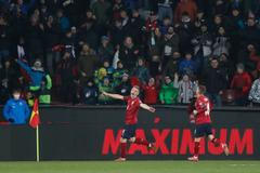 Češi slaví gól v utkání kvalifikace MS ve fotbale Česko - Estonsko