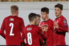 Češi slaví druhý gól v zápase skupiny E kvalifikace MS Bělorusko - Česko