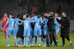 fotbal, Evropská konferenční liga 2021/2022, 1. FC Union Berlín - Slavia, radost Slavie