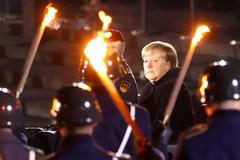 merkel, německo, rozloučení, berlín, vojenská přehlídka, kancléřka