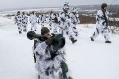 Ukrajina se připravuje na válku s Ruskem. Na snímku cvičení ve Lvově.