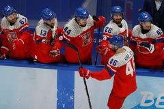 David Krejčí slaví proměněný nájezd v zápase Česko - Švýcarsko na ZOH 2022 v Pekingu