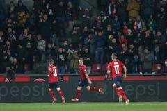 Češi slaví gól v utkání kvalifikace MS ve fotbale Česko - Estonsko