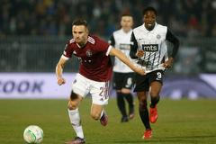 Jakub Pešek a Ricardo Gomes v odvetě 2. kola EKL Partizan - Sparta