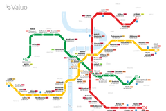 Mapa cen pražských bytů podle stanic metra