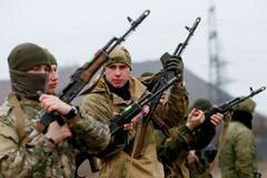 Ozbrojenci na území samozvané Doněcké lidové republiky, kterou vytvořily na okupované části Urkrajiny proruští separatisté s podprou Ruska.