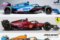 Porovnání monopostů F1 Alpine, Ferrari a McLaren pro letošní sezonu
