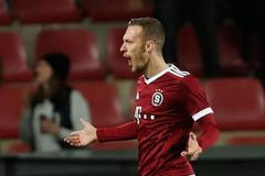 fotbal, Evropská liga 2021/2022, Sparta Praha - Olympique Lyon, Lukáš Haraslín, gól, radost