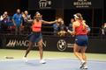 Asia Muhammad (USA) celebrates with Jessica Pegula (USA) Billie Jean King Cup