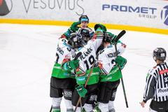 Radost hokejistů Mladé Boleslavi v zápase extraligy