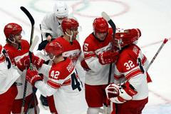 OH 2022, Peking, hokej, Česko - Dánsko, radost Dánů