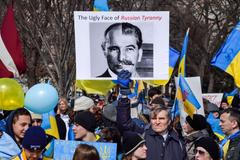 Demonstrace, Putin, Stalin, Ukrajina, Rusko
