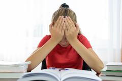 dítě, nešťastné, učení, škola