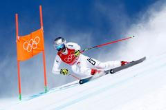 Ester Ledecká na trati sjezdu na ZOH 2022 v Pekingu