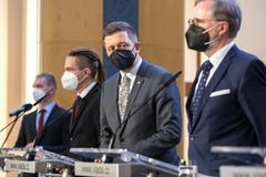 Vláda Petra Fialy, tisková konference, premiér Petr Fiala, Vít Rakušan