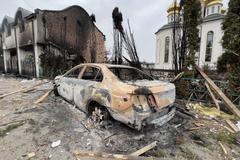 Foto / 7. 3. 2022 / Irpiň / Bombardování, trosky / Ukrajina / Boje na Ukrajině / Ruský útok na Ukrajinu