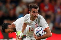 Eric Garcia slaví gól v zápase Ligy národů Česko - Španělsko