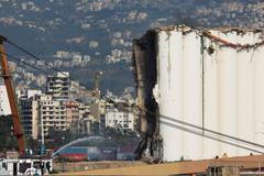 Libanon, Bejrút, silo, požár, zřícení