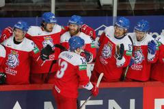 Jakub Vrána slaví v zápase Česko - Dánsko na MS 2021