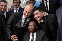 fotbal, MS 2018, los, Vladimir Putin, Pelé, Diego Maradona