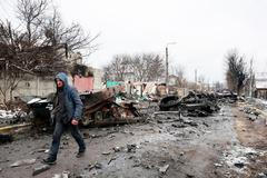 Foto / Buča / Zničené tanky / Ukrajina / 1. 3. 2022