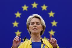 Ursula von der Leyenová během projevu o stavu Evropské unie.