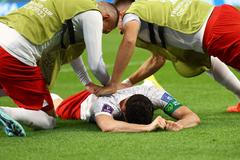 Robert Lewandowski slaví gól v zápase MS 2022 Polsko - Saúdská Arábie