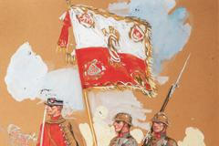 František Kupka: Návrhy stejnokrojů pro čs. armádu ve Francii, 1918, kvaš a akvarel na papíře, 360 × 260, 260 × 360, 360 × 260, 360 × 260, 260 × 360 mm, nesignováno