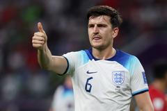 Harry Maguire v zápase MS 2022 Anglie - Írán