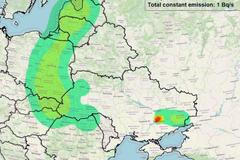 Simulace hypotetického radioaktivní mraku při výbuchu Záporožské elektrárny