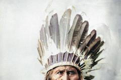 Indián, Indiáni, indiánský náčelník, Amerika, historie, kolorované