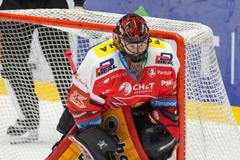 Pardubický brankář Dominik Frodl v zápase extraligy