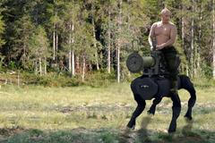 Putin na robopsovi, koláž Aktuálně.cz