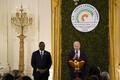 U.S. President Joe Biden gives a toast during the U.S.-Africa Leaders Summit dinner in the East Room at the White House in Washington