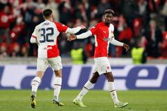 Slávisté slaví gól na 1:1 v zápase EKL Slavia Praha - Sivasspor