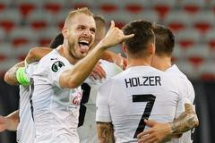 fotbal, Konferenční liga 2022/2023, OGC Nice - Slovácko, radost Slovácka