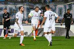 fotbal, Evropská konferenční liga, 2022/2023, FC Slovácko - Partizan Bělehrad, radost Slovácka