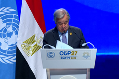 Generální tajemník OSN Antonio Gueterres na konferneci COP27 četl špatnou řeč