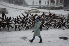 Ukrajina Kyjev sníh zima elektřina výpadek proudu