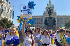 Prahou prošel ukrajinský průvod vděčnosti.