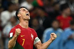 Cristiano Ronaldo slaví gól v zápase MS 2022 Portugalsko - Uruguay