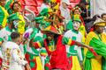 Senegalský fanoušek na osmifinále MS 2022 Anglie - Senegal