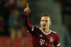 fotbal, Evropská liga 2021/2022, Sparta Praha - Olympique Lyon, Lukáš Haraslín, gól, radost