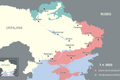 Mapa Ukrajina - Rok od invaze