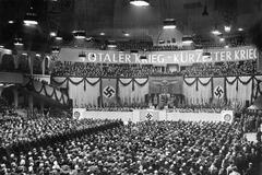 Joseph Goebbels, Adolf Hitler, totální mobilizace, nacismus, druhá světová válka, válka, Německo, Třetí říše, zahraničí